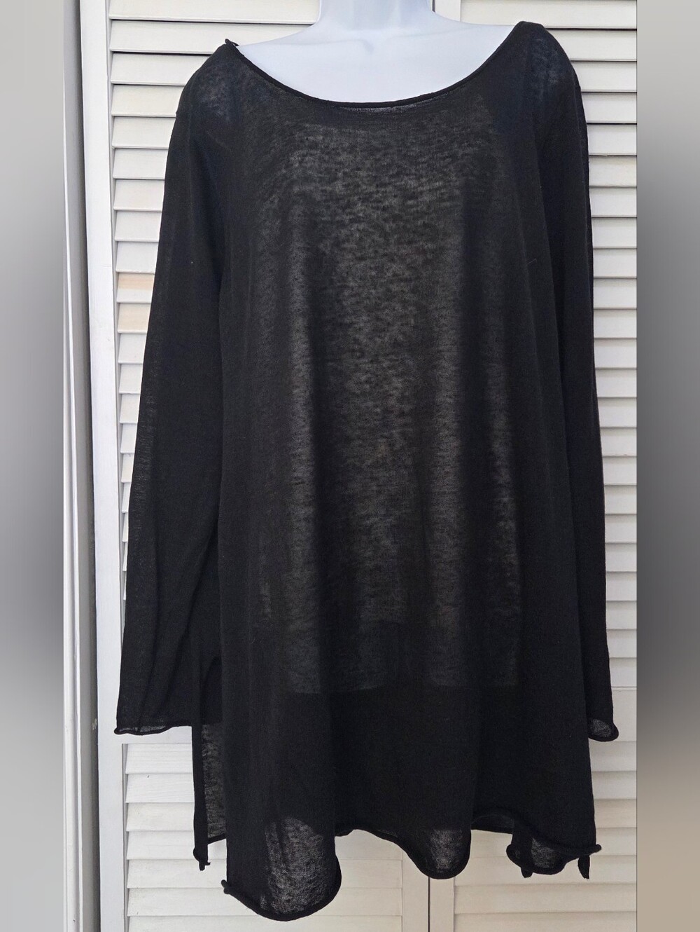 Eileen Fisher Black Lightweight Long-Sleeve Tunic Top